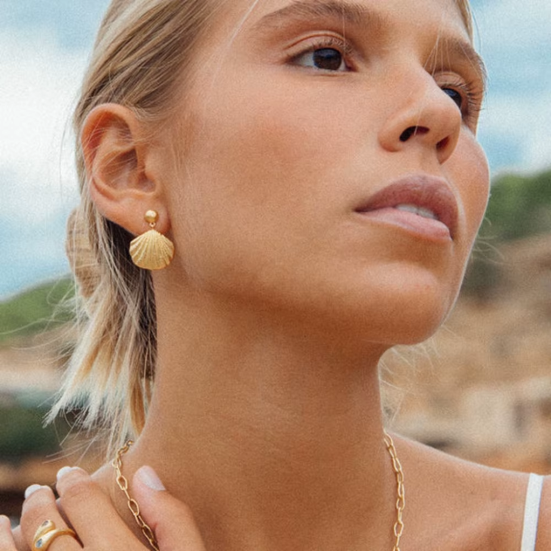 Ocean Schell Gold Drop Earrings